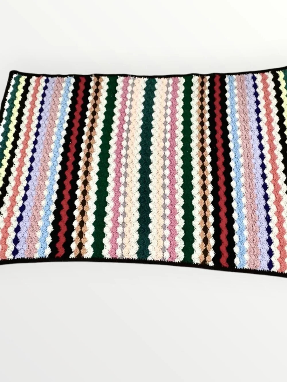 Handmade Granny Crochet Throw Afghan Blanket Multicolor Ripple 36inx50in